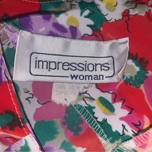 Vintage Impressions Rainbow Floral Blouse - Sz 3X
